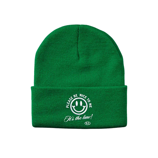 Please Be Nice To Me Green Beanie - Misc