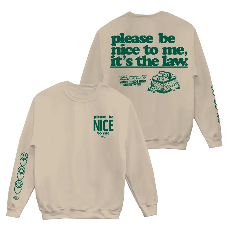 Please Be Nice To Me Sand Crewneck Sweatshirt - Misc