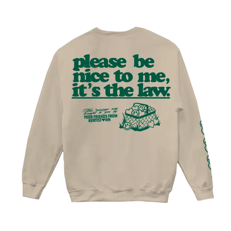 Please Be Nice To Me Sand Crewneck Sweatshirt - Misc