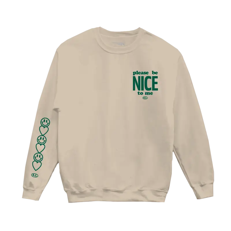 Please Be Nice To Me Sand Crewneck Sweatshirt - Misc