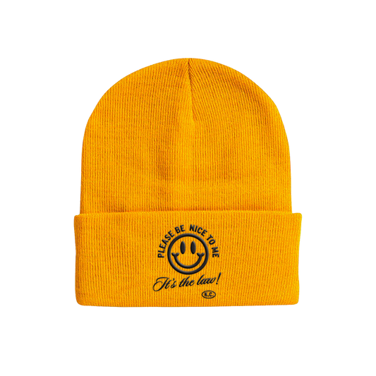 Please Be Nice To Me Gold Beanie