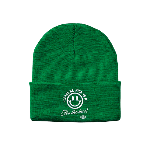 Please Be Nice To Me Green Beanie – Kurtis Conner