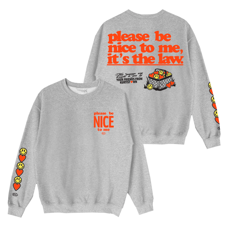 Please Be Nice To Me Grey Crewneck Sweatshirt