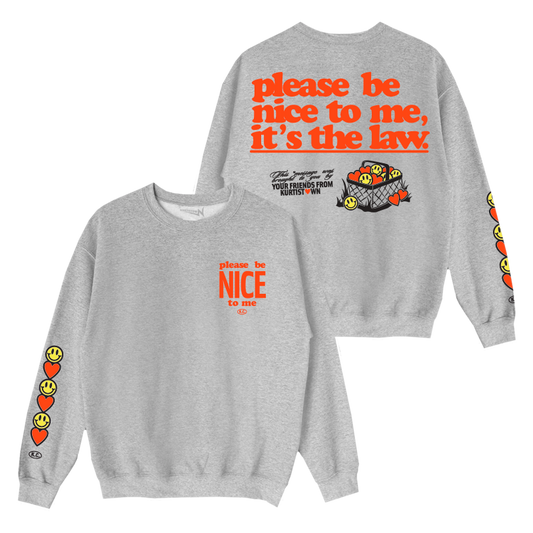 Please Be Nice To Me Grey Crewneck Sweatshirt